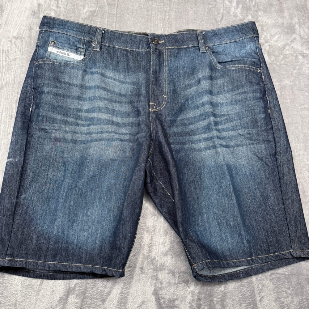 Ecko Unltd Denim Shorts Mens Size 44 Dark Wash Raw Streetwear Rhino Logo Relaxed